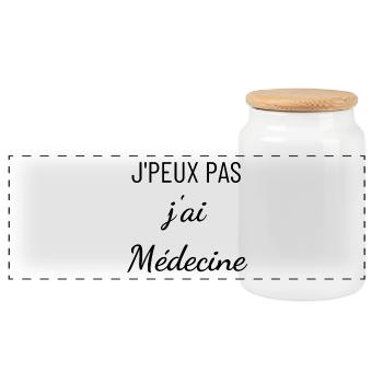 je peux pas j ai médecine - Boîte à biscuits avec couvercle en bois - blanc - Devant
