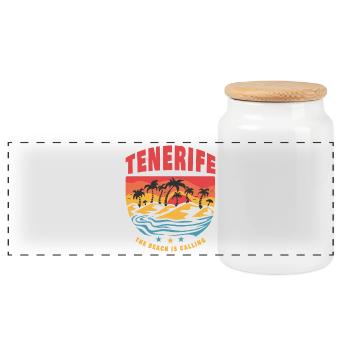 Design plage de Tenerife - Boîte à biscuits avec couvercle en bois - blanc - Devant