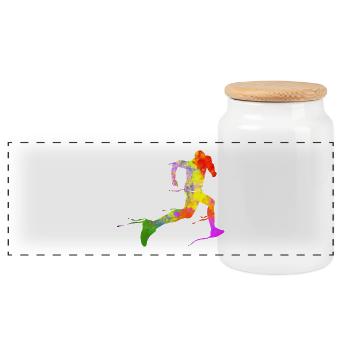 Coureurs de semi-marathon Sprint J’adore courir - Boîte à biscuits avec couvercle en bois - blanc - Devant