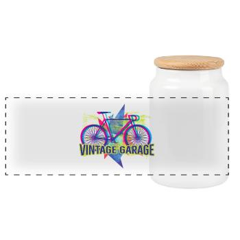 Vintage Garage - Panorama Keksdose mit Holzdeckel - Weiß - Vorne