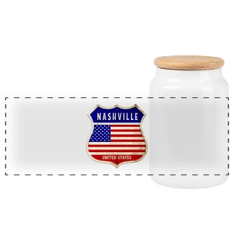 Nashville USA United States Wappen Flaggen - Panorama Keksdose mit Holzdeckel - Weiß - Vorne