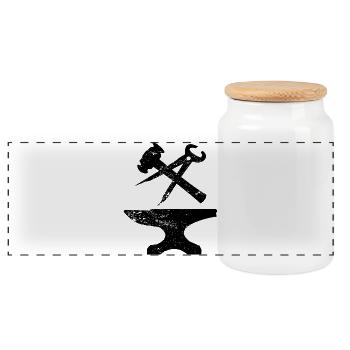 Blacksmith - Panoramic Cookie Jar with Wooden Lid - white - Front