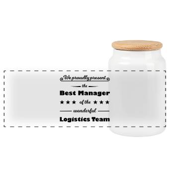 The best logistics manager - Panoramic Cookie Jar with Wooden Lid - white - Front