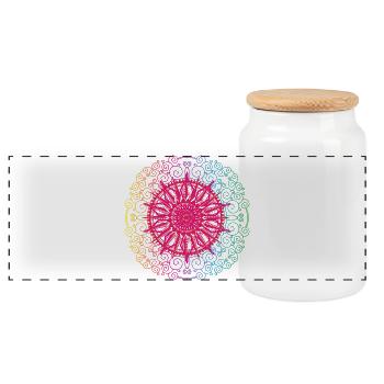Rainbow Mandala Gradient Circle - Panoramic Cookie Jar with Wooden Lid - white - Front