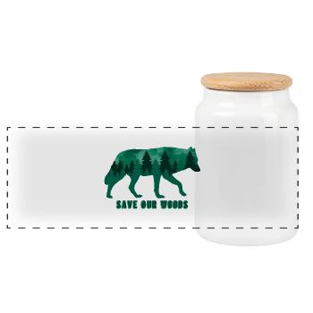 Changement climatique Protection de l’environnement Wolf Durable - Boîte à biscuits avec couvercle en bois - blanc - Devant