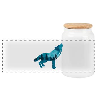 Changement climatique Protection de l’environnement Wolf Durable - Boîte à biscuits avec couvercle en bois - blanc - Devant