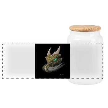 Dragon smoking hot poster - Panoramic Cookie Jar with Wooden Lid - white - Front