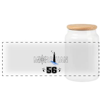 Morbihan - Panoramic Cookie Jar with Wooden Lid - white - Front