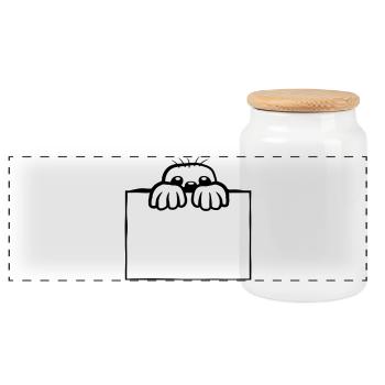 Shield Mole Design - Panoramic Cookie Jar with Wooden Lid - white - Front