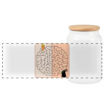 Labyrinth Hase Osterhase - Panorama Keksdose mit Holzdeckel - Weiß - Vorne