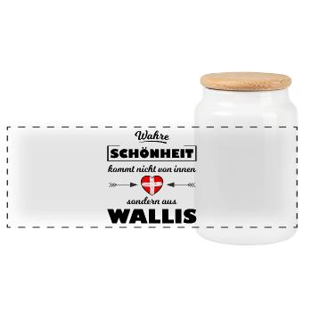 Die Schönheit aus Wallis - Panorama Keksdose mit Holzdeckel - Weiß - Vorne