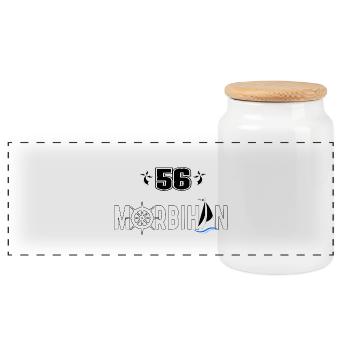 Morbihan - Boîte à biscuits avec couvercle en bois - blanc - Devant