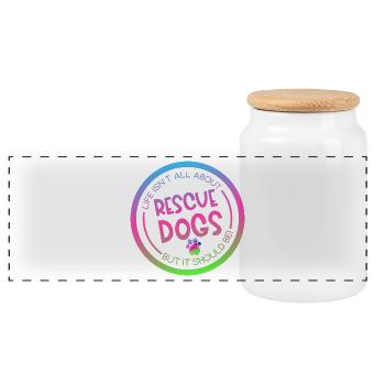 Rescue Dog Search Dog Service Dog Paw - Panoramic Cookie Jar with Wooden Lid - white - Front