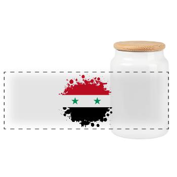 Syrien Flaggen Klecks - Panorama Keksdose mit Holzdeckel - Weiß - Vorne