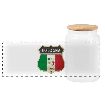 Bologna Italy Coat of Arms Flags Design - Panoramic Cookie Jar with Wooden Lid - white - Front
