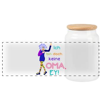 Oma Fun Stuff - lustige Geschenke für Oma - Panorama Keksdose mit Holzdeckel - Weiß - Vorne