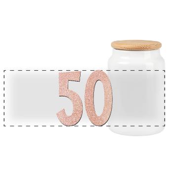 50th Birthday - Fifty - Panoramic Cookie Jar with Wooden Lid - white - Front