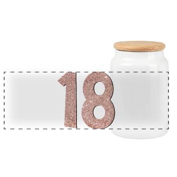 Number 18 - 18th Birthday - Eighteen - Panoramic Cookie Jar with Wooden Lid - white - Front