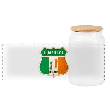 Limerick Ireland Coat of Arms Flags Design - Panoramic Cookie Jar with Wooden Lid - white - Front