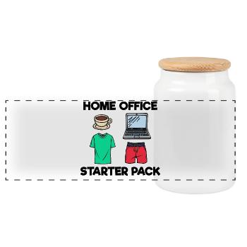 Ordinateur portable Café Emploi Home Office Déclaration Wfh - Boîte à biscuits avec couvercle en bois - blanc - Devant