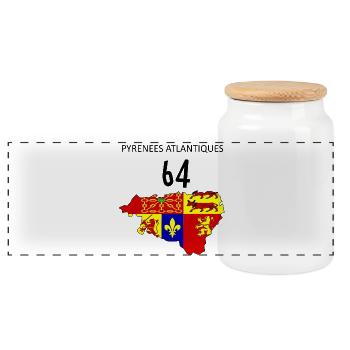 Pyrénées atlantiques - Boîte à biscuits avec couvercle en bois - blanc - Devant
