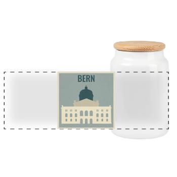 Bern - Boîte à biscuits avec couvercle en bois - blanc - Devant
