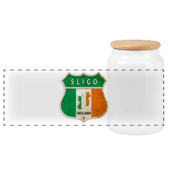 Sligo Ireland Coat of Arms Flags Design - Panoramic Cookie Jar with Wooden Lid - white - Front
