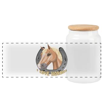 J’aime les chevaux cheval cheval - Boîte à biscuits avec couvercle en bois - blanc - Devant