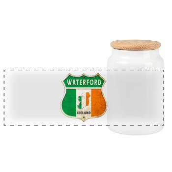 Waterford Ireland Coat of Arms Flags Design - Panoramic Cookie Jar with Wooden Lid - white - Front