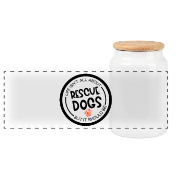 Diensthund Rettungshund Suchhund Pfote - Panorama Keksdose mit Holzdeckel - Weiß - Vorne