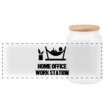 Ordinateur portable Wfh Home Office Déclaration Lieu de travail - Boîte à biscuits avec couvercle en bois - blanc - Devant