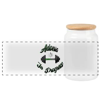 Adonis In Progress 2 - Panoramic Cookie Jar with Wooden Lid - white - Front