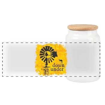Australia - Panoramic Cookie Jar with Wooden Lid - white - Front