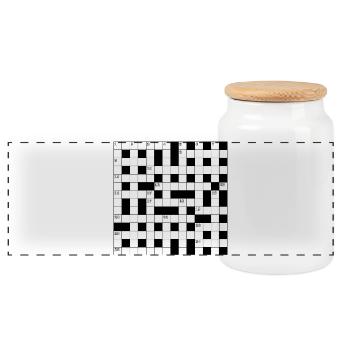 Rétro noir blanc mots croisés motif - Boîte à biscuits avec couvercle en bois - blanc - Devant