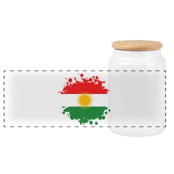 Kurdistan Splash Flaggen Design - Panorama Keksdose mit Holzdeckel - Weiß - Vorne