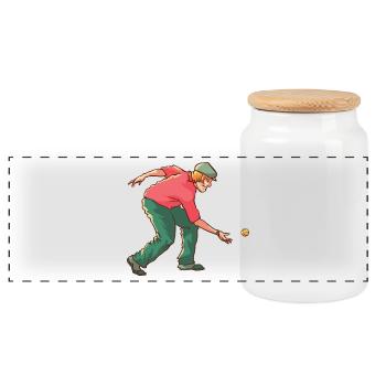 Tenue de pétanque boule pour boule bouler - Boîte à biscuits avec couvercle en bois - blanc - Devant