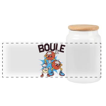 Tenue de pétanque boule pour boule bouler - Boîte à biscuits avec couvercle en bois - blanc - Devant