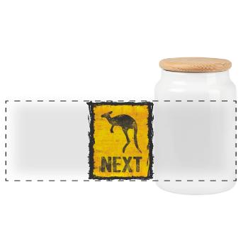 Imprimé kangourou abstrait avec look vintage - Boîte à biscuits avec couvercle en bois - blanc - Devant