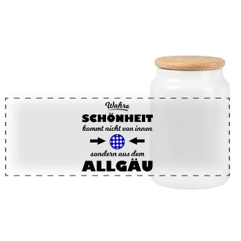 Der Schöne aus dem Allgäu - Panorama Keksdose mit Holzdeckel - Weiß - Vorne
