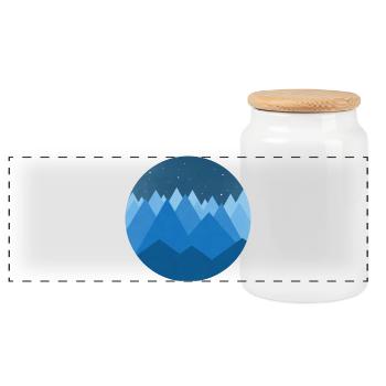 Snowy Mountains Minimalist Night Style - Panoramic Cookie Jar with Wooden Lid - white - Front