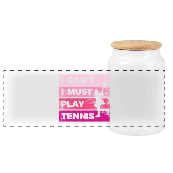 Tennismädchen - Panorama Keksdose mit Holzdeckel - Weiß - Vorne
