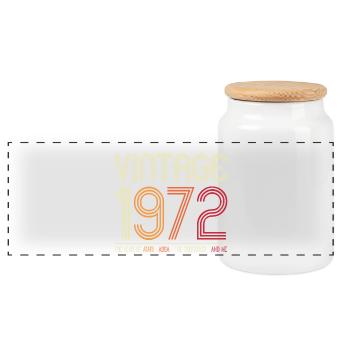 Millésime 1972 Rétro Année Graphique - Boîte à biscuits avec couvercle en bois - blanc - Devant
