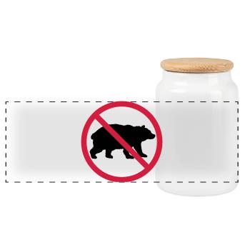 Bär Verboten Schild - Panorama Keksdose mit Holzdeckel - Weiß - Vorne