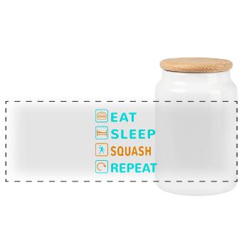 Mangez. Dormir. Squash. Répéter le design - Boîte à biscuits avec couvercle en bois - blanc - Devant