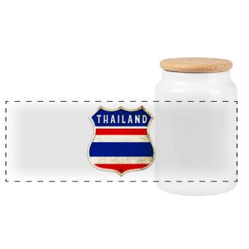 Conception des drapeaux des armoiries de la Thaïlande - Boîte à biscuits avec couvercle en bois - blanc - Devant