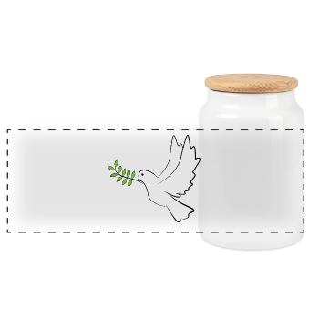 Colombe de la Paix - Boîte à biscuits avec couvercle en bois - blanc - Devant