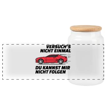 Autofahren Autofahrer Rennauto Auto Statement - Panorama Keksdose mit Holzdeckel - Weiß - Vorne