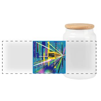 Abstrakte U-Bahn Berlin Graffiti Design - Panorama Keksdose mit Holzdeckel - Weiß - Vorne