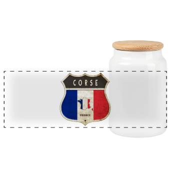 Korsika Frankreich Wappen Flaggen Design - Panorama Keksdose mit Holzdeckel - Weiß - Vorne