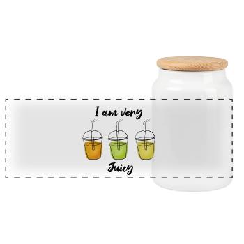 Juicy and Juicy - Panoramic Cookie Jar with Wooden Lid - white - Front